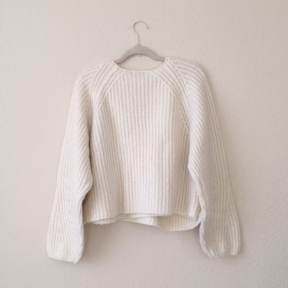 Wild Fable Wrap Sweater Pointelle Sleeves V Neckline Ivory - Picture 7 of 14